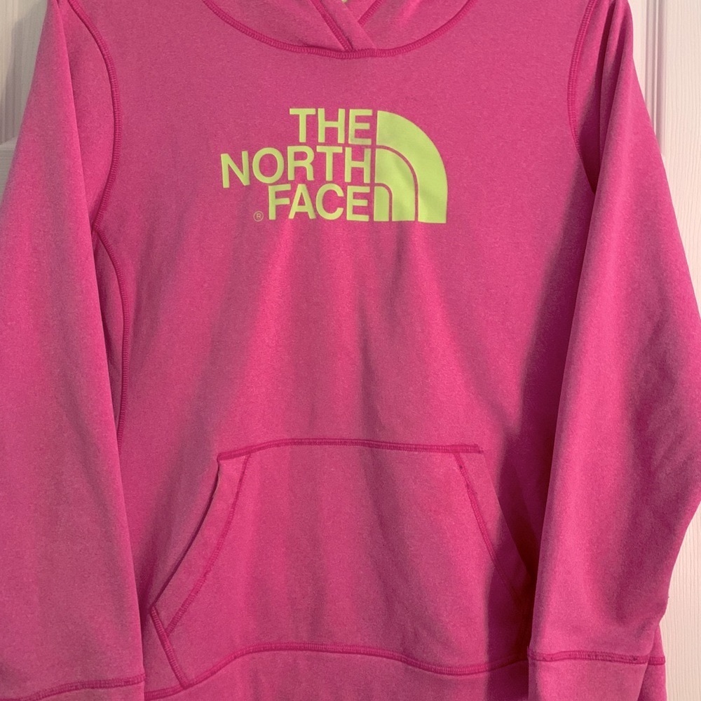 The North Face bright pink and yellow hoodie size XL